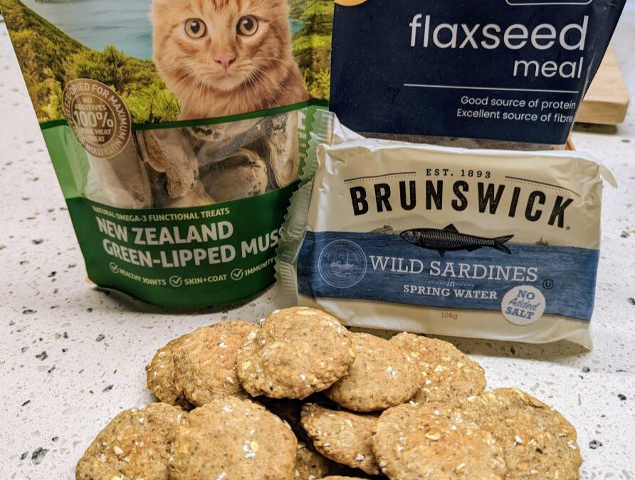 Sardine and mussel dog treats with their ingredients