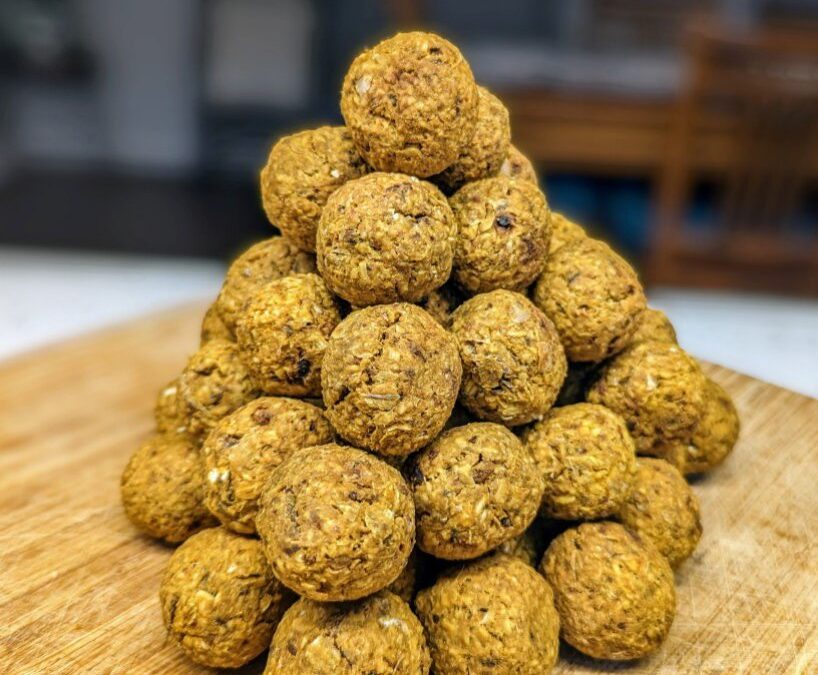 Sardine and pumpkin dog treat balls