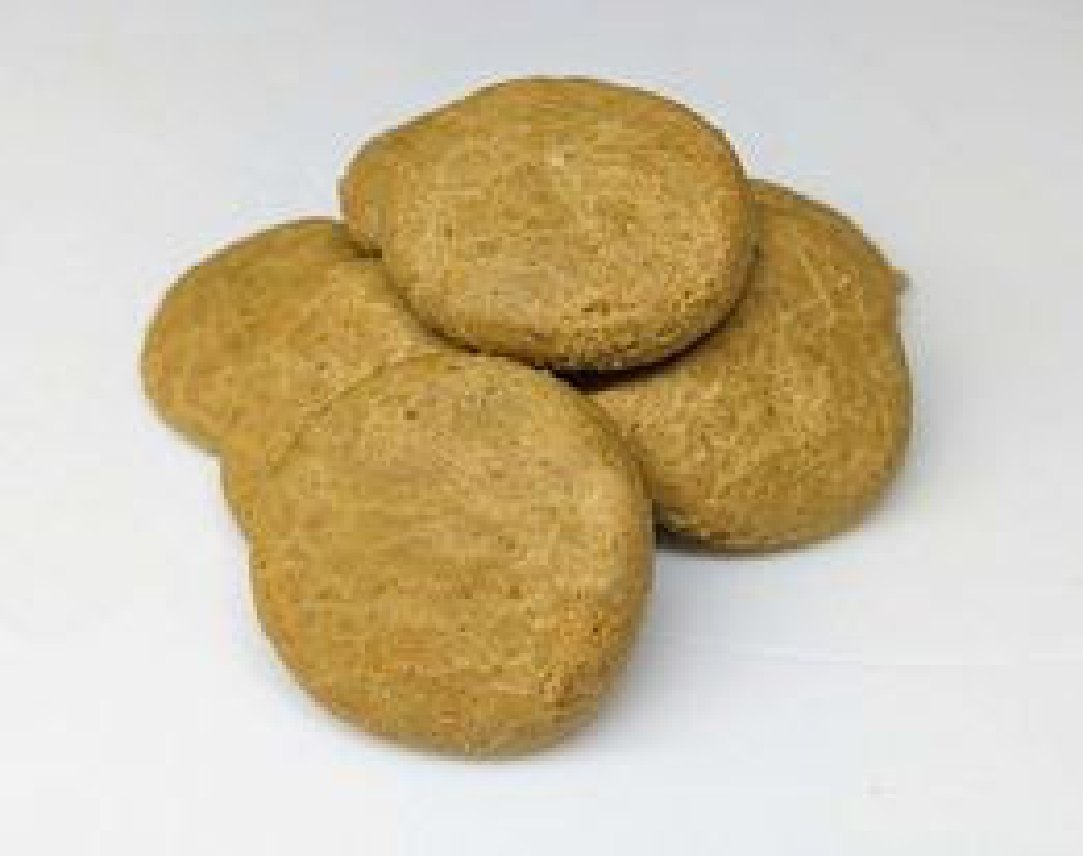 Round peanut butter and banana dog cookies