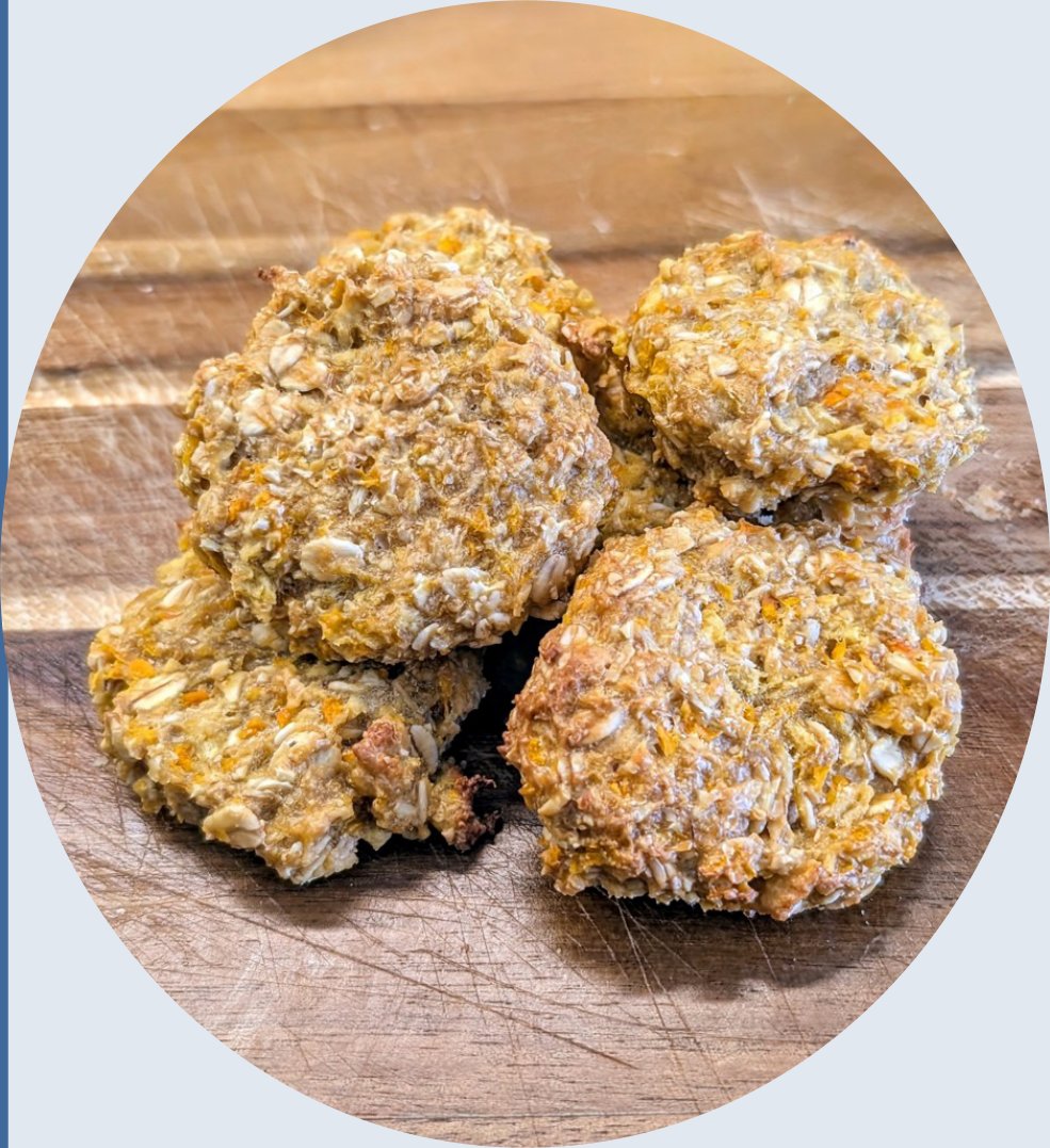 Round apple and carrot oat biscuits